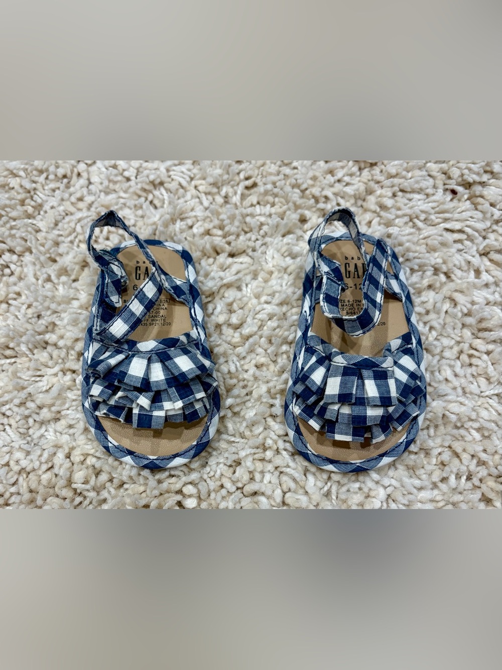 GAP Kids Navy Gingham Ruffle Sandals